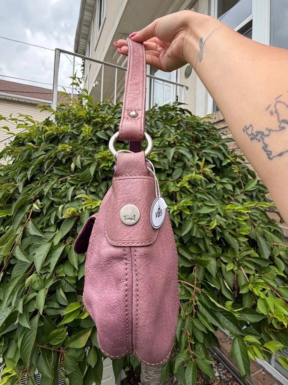 Fossil Vintage Y2K Purple Leather Shoulder Bag